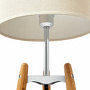 73cm Bamboo Tripod Table Lamp Light Modern Vintage w Beige Linen Shade-3