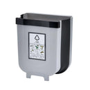 9L Kitchen Wall Mounted Foldable Waste Bin Hanging Trash Can Collapsible - Brown-2
