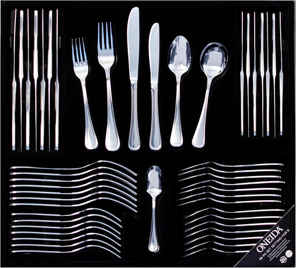 Oneida Barcelona 56pc Cutlery Butter Knives Forks Spoons Teaspoons Set in Gift Box