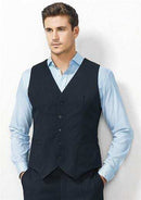 Mens Peaked Vest Waistcoat w/ Knitted Back Suit Formal Wedding Dress Up - Navy - 107-12