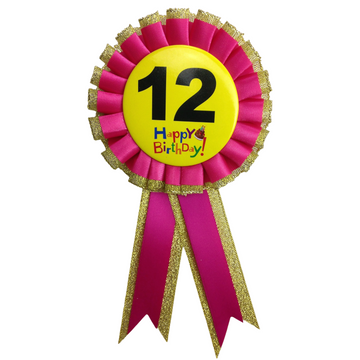 BIRTHDAY BADGE Party Favour Award Rosette Fancy Dress Girls Boys Childrens Kids - - 0