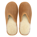 Sheepskin Wool Mens Slippers Scuffs Slip On Winter Ugg Slippers in Chestnut - 10-4