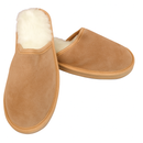Sheepskin Wool Mens Slippers Scuffs Slip On Winter Ugg Slippers in Chestnut - 10-5
