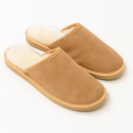 Sheepskin Wool Unisex Slippers Scuffs Slip On Winter Ugg Slippers in Chestnut - 0
