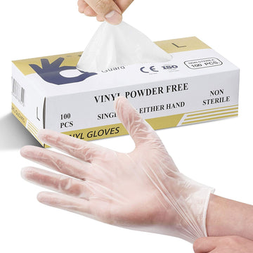 100pcs Vinyl Clear Powder Free Disposable Gloves - Medium (1 Box) - 0