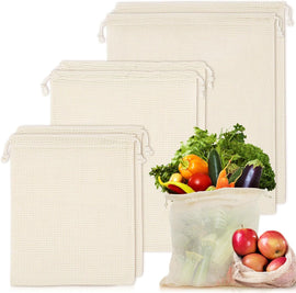 Set of 10 ECOCLAND Reusable Mesh Produce Bags Fruit Grocery Storage Washable Eco Bag - 0