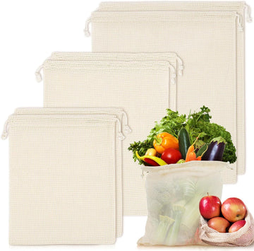 Set of 10 ECOCLAND Reusable Mesh Produce Bags Fruit Grocery Storage Washable Eco Bag - 0