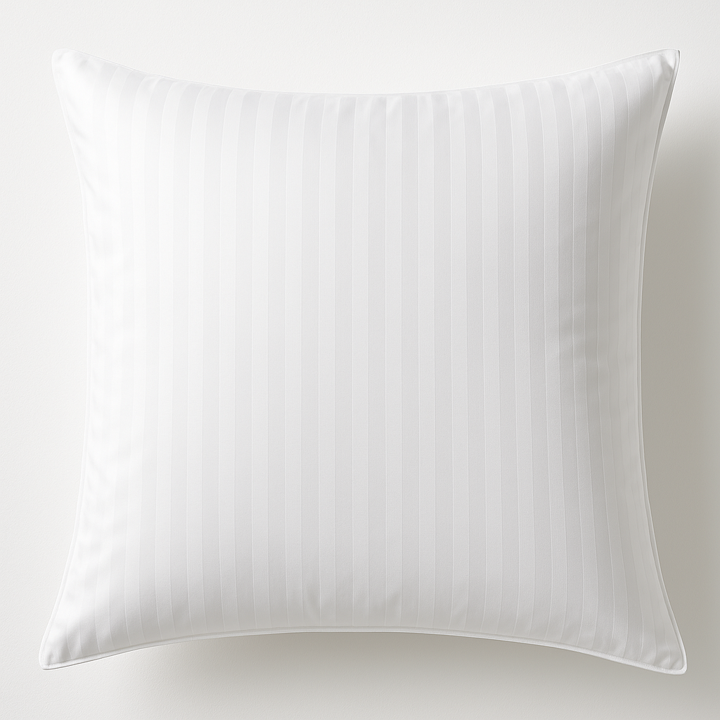 100% Cotton European Pillowcase 400 Thread Count Hotel Quality - Striped White - 0