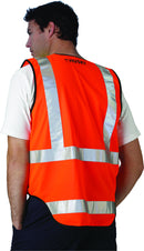HUSKI Hi Vis Patrol Vest 3M Reflective Tape Safety Workwear High Visibility - Orange - M-9