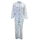 Womens PYJAMAS PJs Set Pajamas Ladies Cotton PJ Womens Long Sleeve Sleepwear - Blue - 20-2