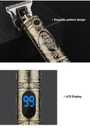LCD Hair Clipper Barber Professional Electric Trimmer Shaver Beard Vintage - Gold-11