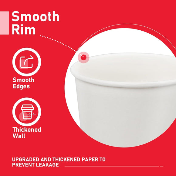 1000x 12oz Premium Paper Coffee Cups in White Bulk Wax Free Extra Strong in White