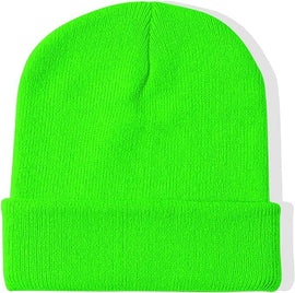 PLAIN BEANIE Unisex Mens Womens Winter Warm Hat Ski Cap Knit One Size - Fluro Green - 0
