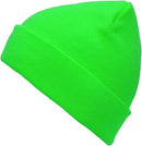 PLAIN BEANIE Unisex Mens Womens Winter Warm Hat Ski Cap Knit One Size - Fluro Green-3