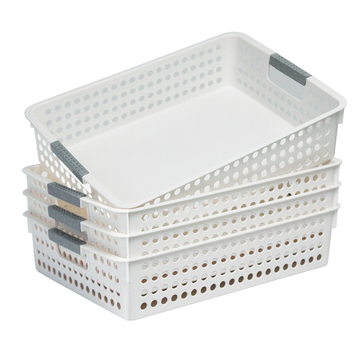 36x Premium Plastic Storage Basket Bulk w/ Grip Handles 26.5*17.2*7.3cm - 0