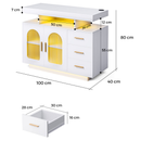 Buffet Sideboard Cabinet With RGB LED Light and Charging Station Console Coffee Bar White-7