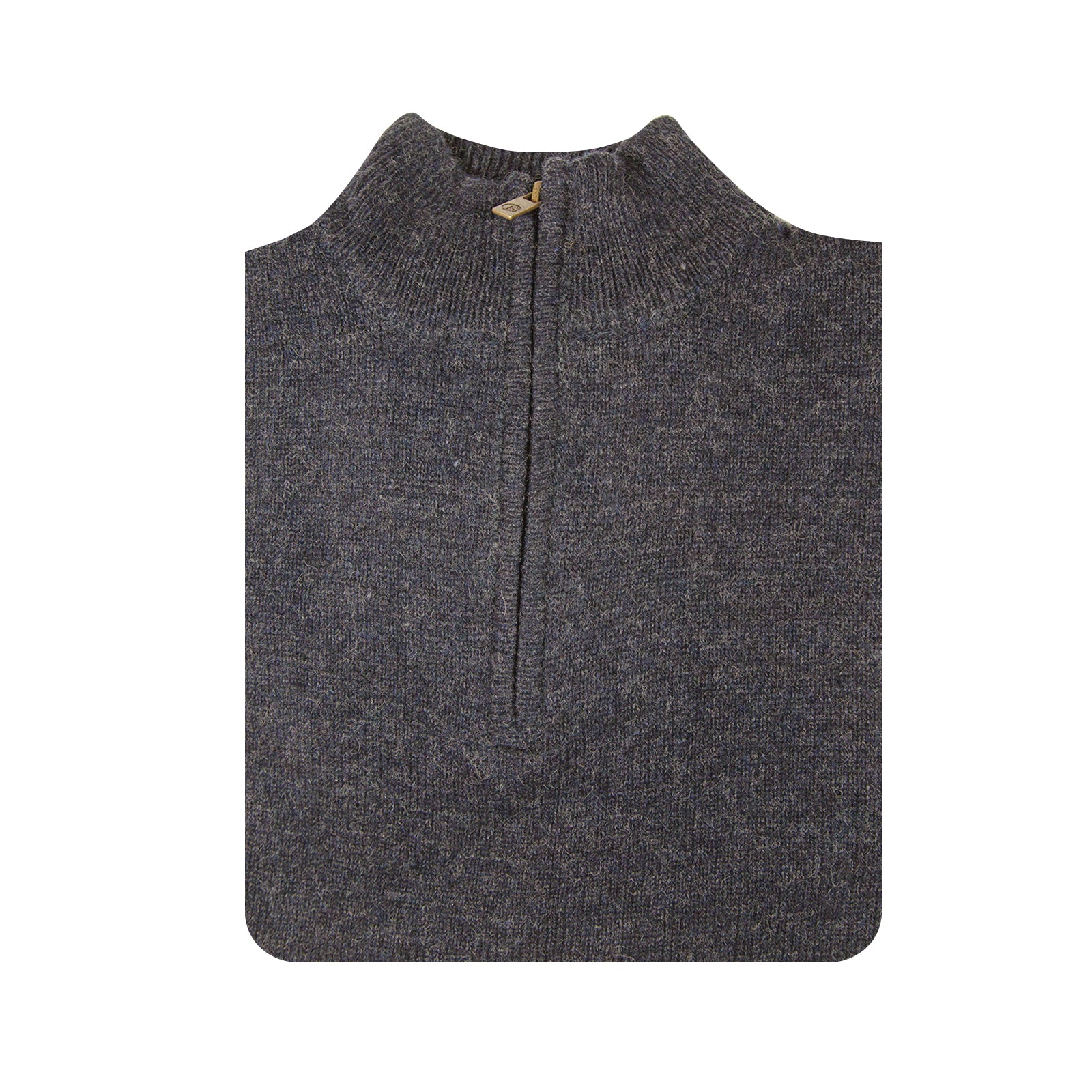 100% SHETLAND RAGG WOOL Half Zip Up Knit JUMPER Pullover Mens Sweater Knitted - Denim Blue (45) - 3XL - L