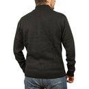 100% SHETLAND RAGG WOOL Half Zip Up Knit JUMPER Pullover Mens Sweater Knitted - Plain Black - L-7