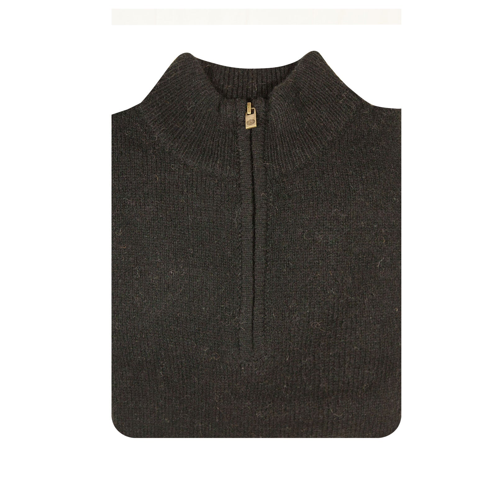 100% SHETLAND RAGG WOOL Half Zip Up Knit JUMPER Pullover Mens Sweater Knitted - Plain Black - S