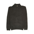 100% SHETLAND RAGG WOOL Half Zip Up Knit JUMPER Pullover Mens Sweater Knitted - Plain Black - S-5