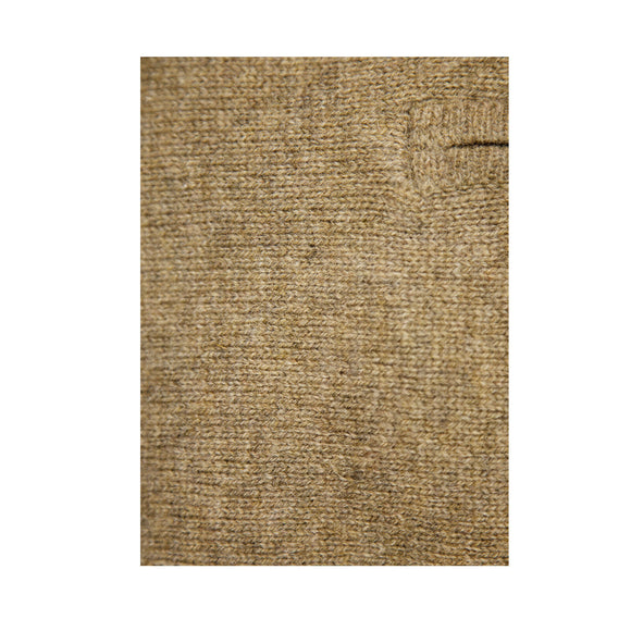 100% SHETLAND RAGG WOOL Half Zip Up Knit JUMPER Pullover Mens Sweater Knitted - Nutmeg - M