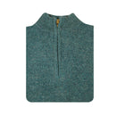 100% SHETLAND RAGG WOOL Half Zip Up Knit JUMPER Pullover Mens Sweater Knitted - Sherwood - 4XL-5