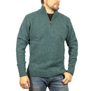 100% SHETLAND RAGG WOOL Half Zip Up Knit JUMPER Pullover Mens Sweater Knitted - Sherwood - S-1
