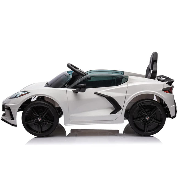 12V Licensed V8 Corvette Battery Powered Sports Kids Ride On Car – White