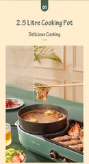 BEAR Multi-functional 2-in-1 Cooking Hot Pot And Griddle Barbecue Machine DKL-C15L1-5