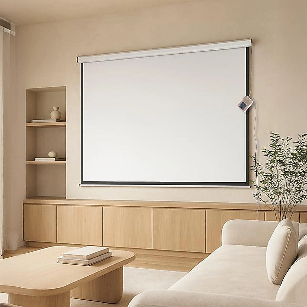 100" Electric Motorised Projector Screen TV +Remote - 0