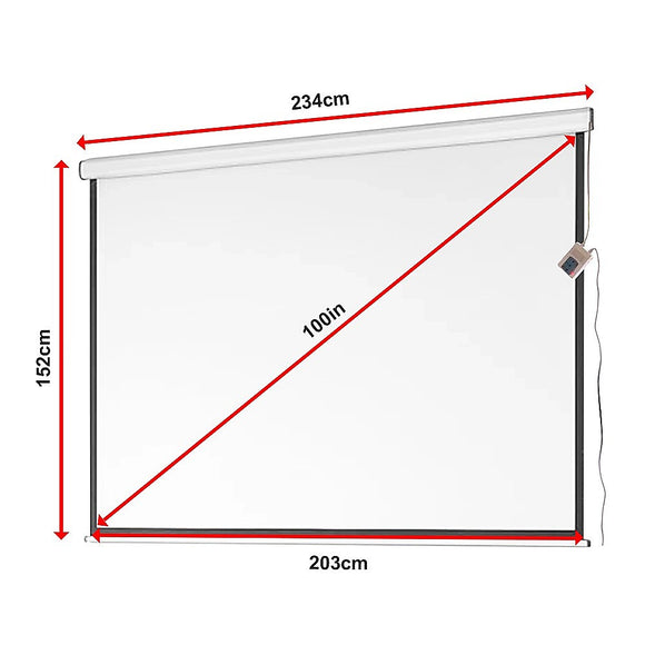 100" Electric Motorised Projector Screen TV +Remote