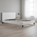 Queen PU Leather Bed Frame White-2