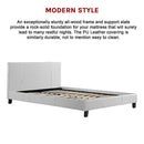 Queen PU Leather Bed Frame White-9