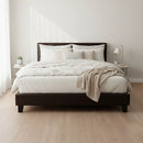 Queen PU Leather Bed Frame Brown-5