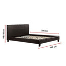 Queen PU Leather Bed Frame Brown-10