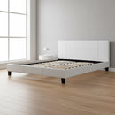 King PU Leather Bed Frame White-2