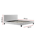 King PU Leather Bed Frame White-10