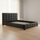 Double PU Leather Deluxe Bed Frame Black-7