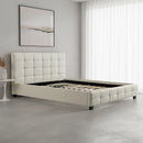 Queen PU Leather Deluxe Bed Frame White-2