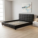 King PU Leather Deluxe Bed Frame Black-2