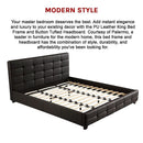 King PU Leather Deluxe Bed Frame Black-9