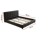 King PU Leather Deluxe Bed Frame Black-10