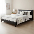 Queen PU Leather Bed Frame Black-7