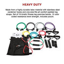 19PC Resistance Exercise Fitness Bands Tubes Kit Yoga Set-7