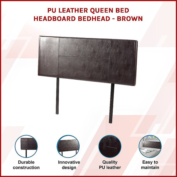 PU Leather Queen Bed Headboard Bedhead - Brown