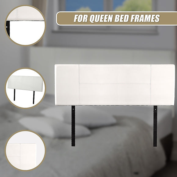 PU Leather Queen Bed Headboard Bedhead - White