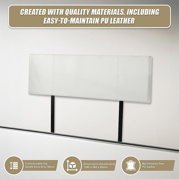 PU Leather King Bed Headboard Bedhead - White