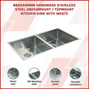 865x440mm Handmade Stainless Steel Undermount / Topmount Kitchen Sink with Waste-3