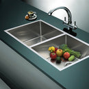 865x440mm Handmade Stainless Steel Undermount / Topmount Kitchen Sink with Waste-5