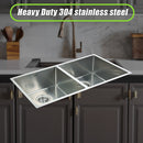 865x440mm Handmade Stainless Steel Undermount / Topmount Kitchen Sink with Waste-4